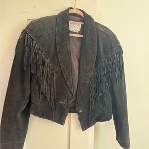 Vintage Black Fringe Jacket western